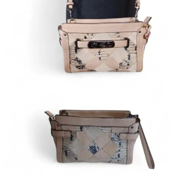 Coach Swagger Patchwork Crossbody – Beechwood Leather, Suede & Snake Embossed - Picture 8 of 9